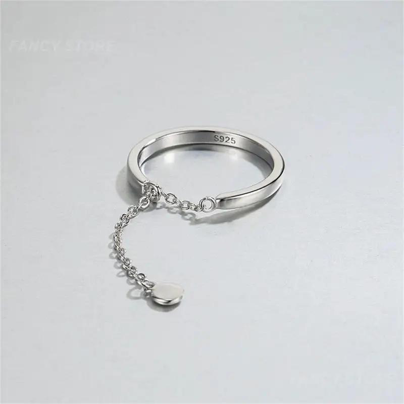 1~10PCS Female Follower Circle Strong Sense Of Decoration Electroplating Process Sterling Silver Shiny Chain Ring