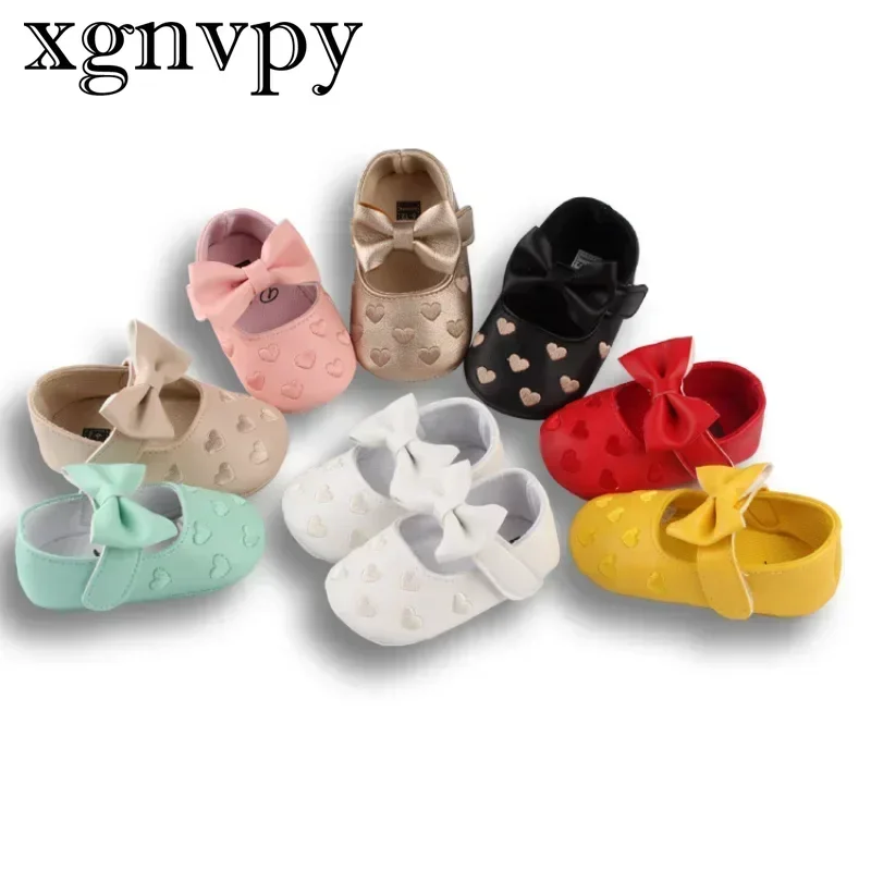 xgnvpy Classic Love Embroidery Baby Shoes Comfortable Soft-soled Toddler Shoes Versatile Baby Princess Shoe Stylish