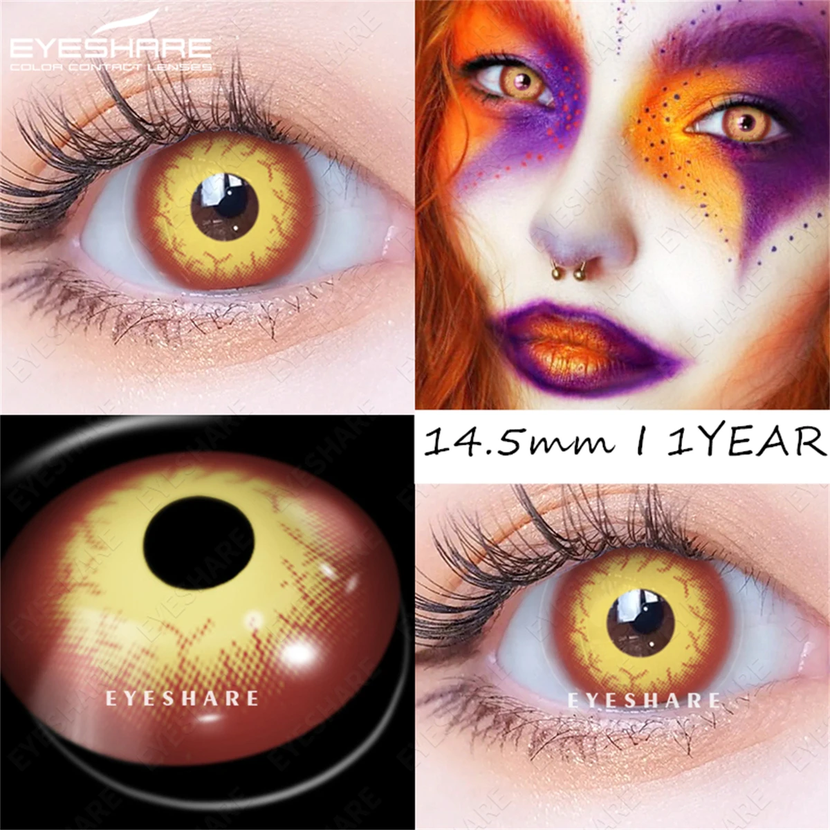 EYESHARE Halloween Color Contact Lenses For Eye Red Crazy Lenses Cosplay Contact Lenses Eyes Beauty Makeup Lens Year 1pair(2pcs)