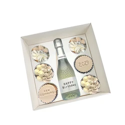 5pcs White Cupcake Boxes  5 Cavities Paper Merry Christmas Mousse cake/Chocolate Gift Box Clear Window Packaging Bag