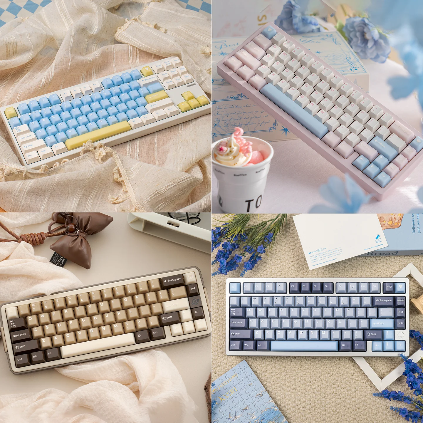 

Sea salt soda semi-transparent keycap full set of PBT + PC two-color original factory suitable for Wooting/Mega lion mechanical