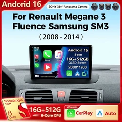 Android 16 Car Radio Multimedia Play For Renault Megane 3 Fluence Samsung SM3 2008 - 2014 Android Wireless Carplay DSP 48EQ 2Din