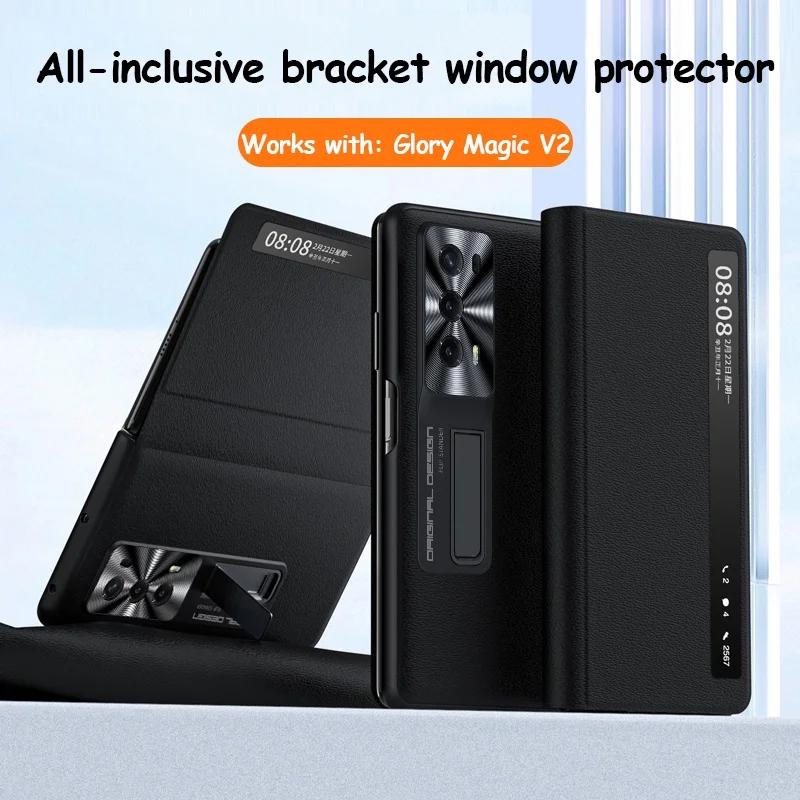 For Honor Magic V2 Smart Window Flip Case Shell Full Cover Protector Magnetic authority Leather Case for Honor Magic V2 Covers