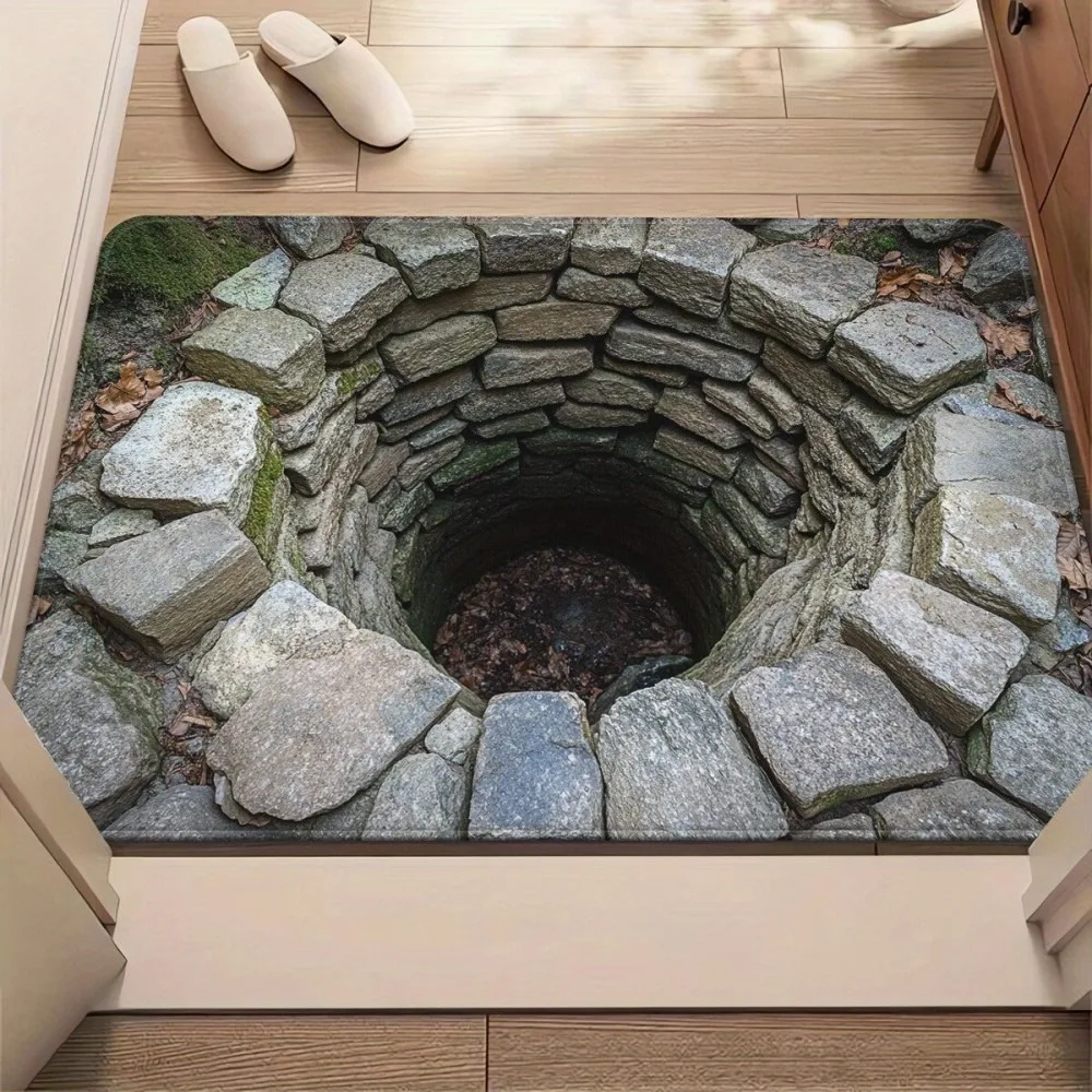 3D Flat Optical Illusion Doormat Non-slip Water-absorbing Bathroom Carpet Durable Lifelike Bedroom Door Rug Entrance Decor