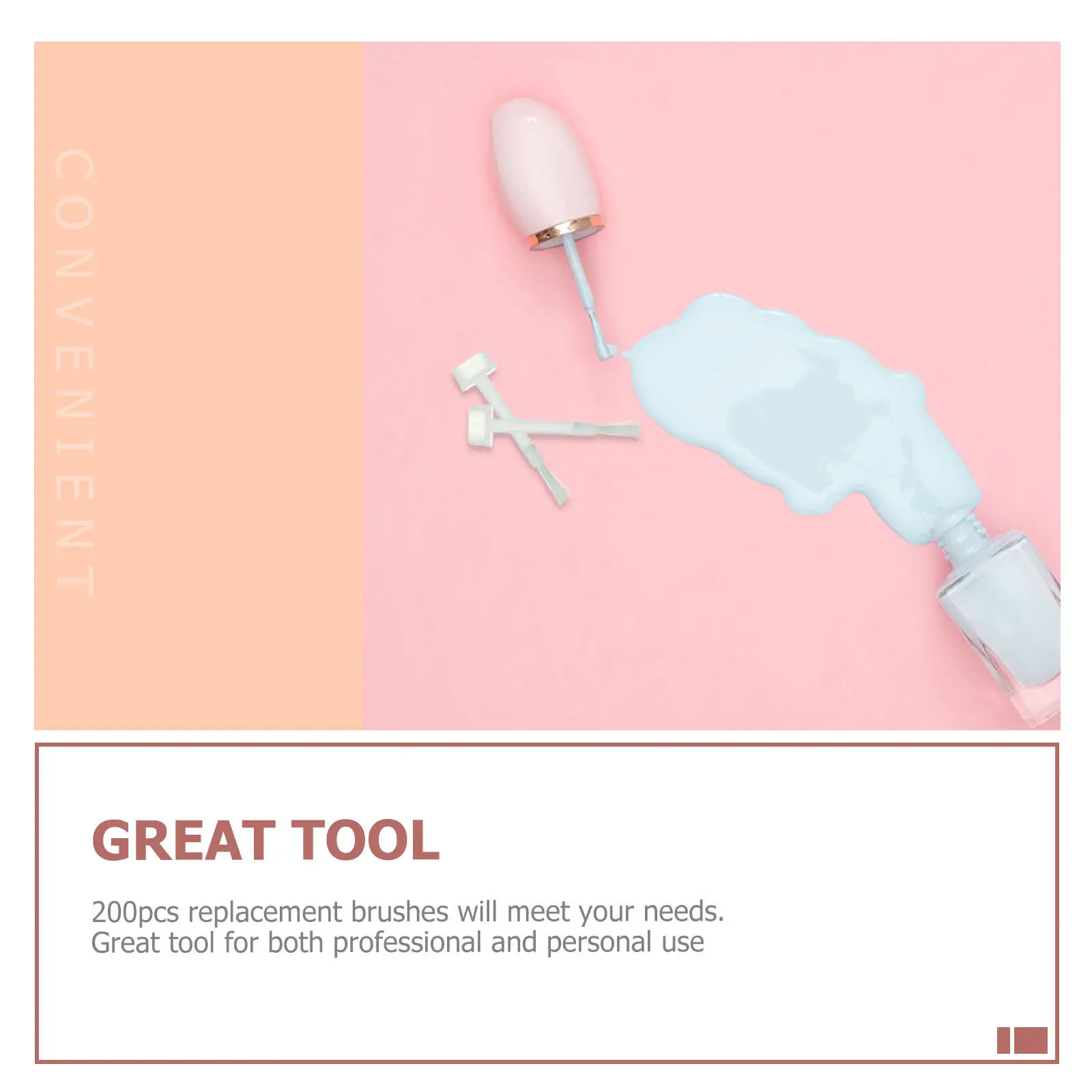 200Pcs Long Round Nail Polish Replacement Brush Soft Bristles Easy Install Manicure Tool for Professional Personal Use Nail Oil