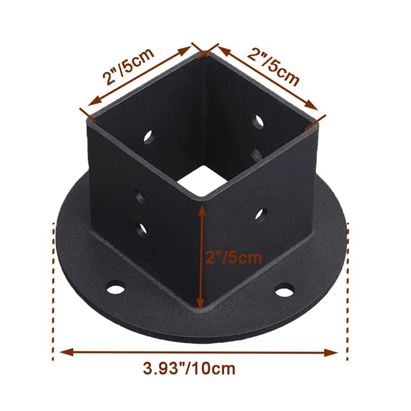 2Pcs 2X2 Square Fence Pole Flange Base Pergola Post Base Brackets Kit,Heavy Duty Wall Mount Post Anchor Base Brackets