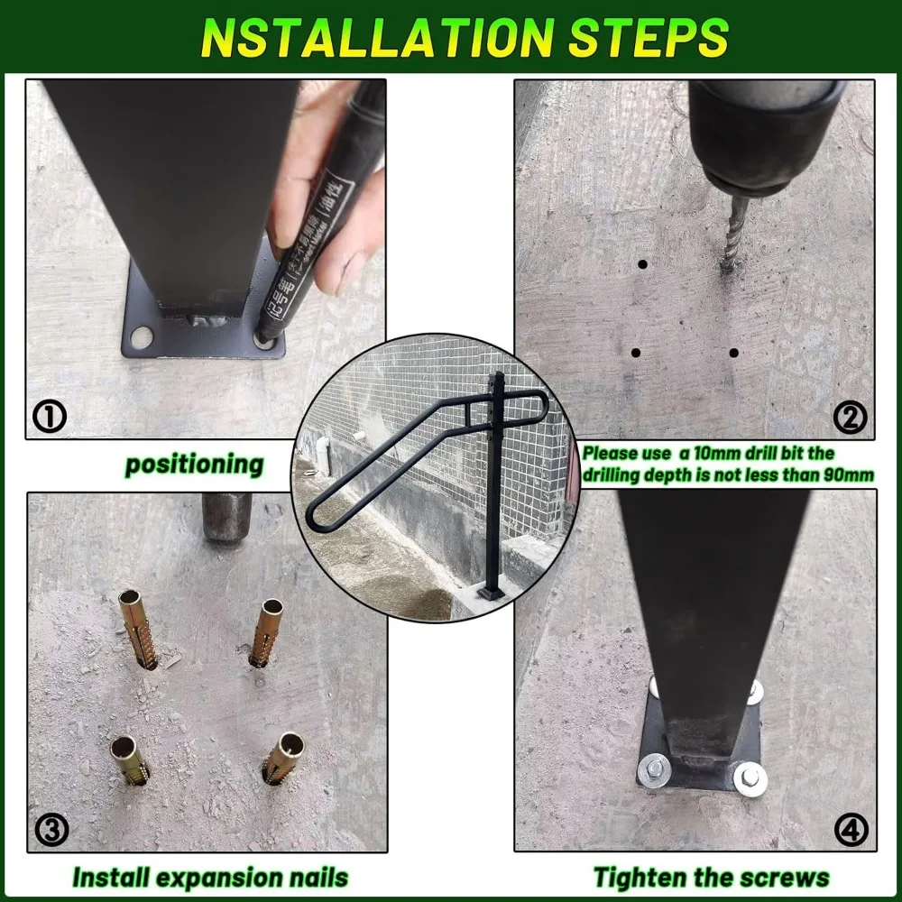 درابزين من الحديد المطاوع في الهواء الطلق لعدد 1-3 خطوات، درابزين الدرج، درابزين المرآب، تصميم متين وأنيق #3