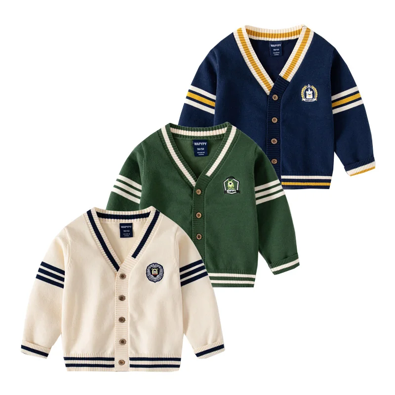 Stylish Boys Sweaters Kids School Uniform Cardigans Winter Cotton Toddler Baby Knits Jacket Children Clothes