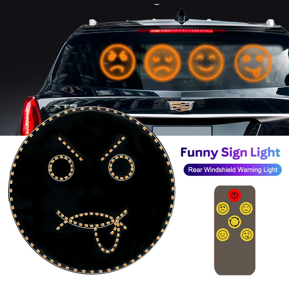 

Smile Face Neon Sign Car LED Light Funny Neon Light Signs with Remote Control Battery Operated Rear Windshield LED Warning Sign