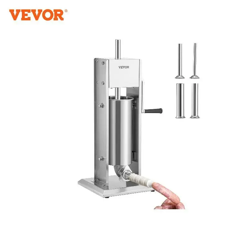 

VEVOR 3 5 7 L Manual Sausage Stuffer Stainless Steel Making Sausage Vertical Maker with 4 Filling Funnels for Home Commercia Use