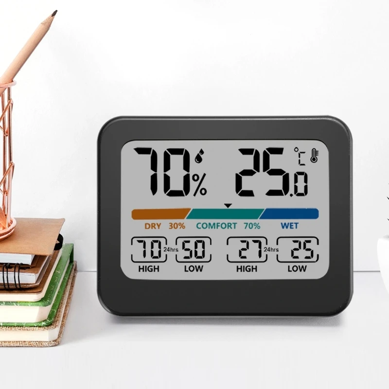 Termometro digitale Igrometro Display LCD Sensore umidità elettronico Indicatore temperatura con staffa per baby room Drop