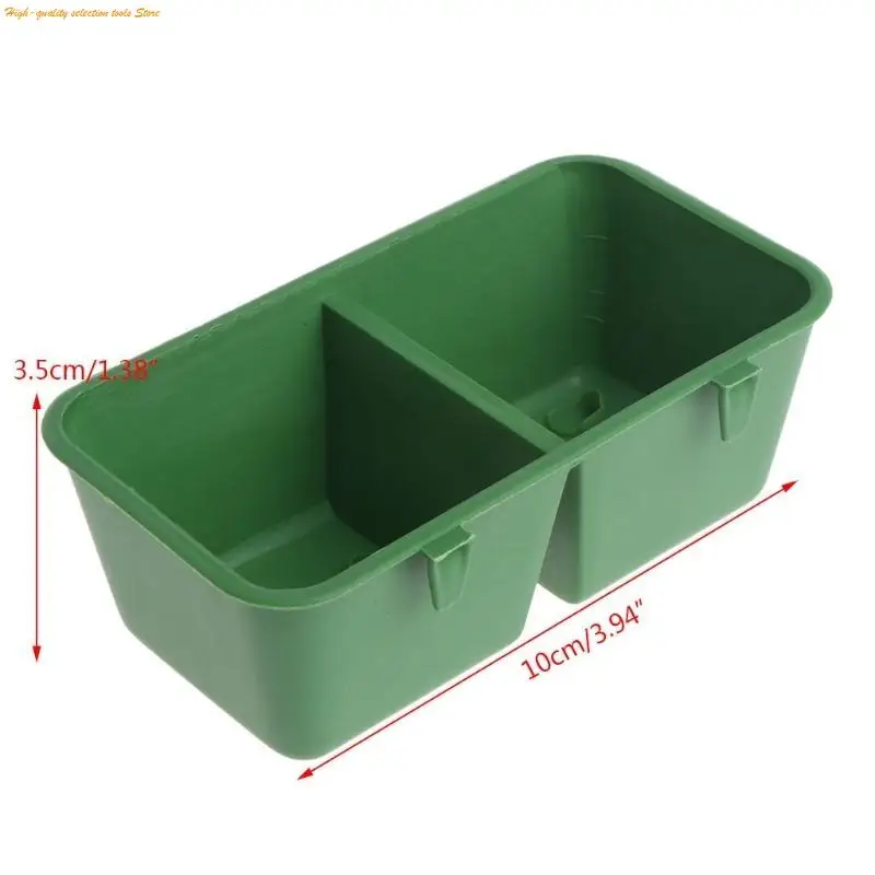 203F Chicken Water Cup with Hooks Cage Hanging Plastic 2-Cup Bowl for Pigeons