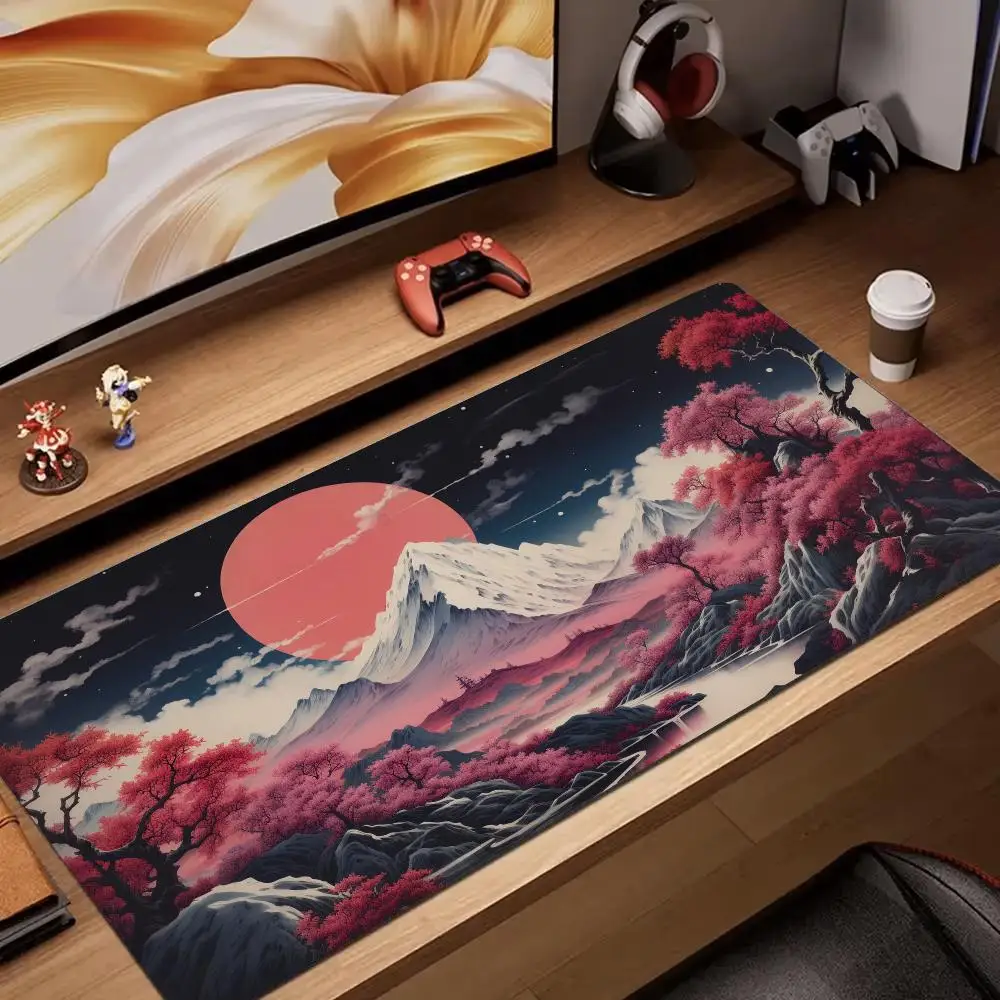 

Red scenery and Mount Fuji large office Mouse Pad rubber anti-slip Desk Mat gamer pc accessories Gaming mat keypad expansion pad
