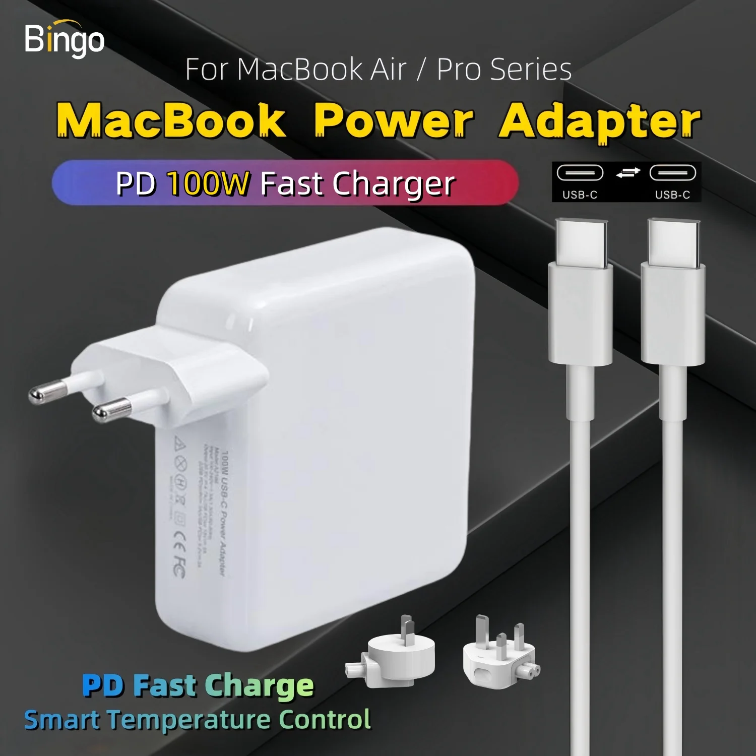 

100W USB C Charger Fast Charging for MacBook Pro/Air 16 15 14 13Inch,iPad Pro and All USB C Device,Travel Computer Power Adapter