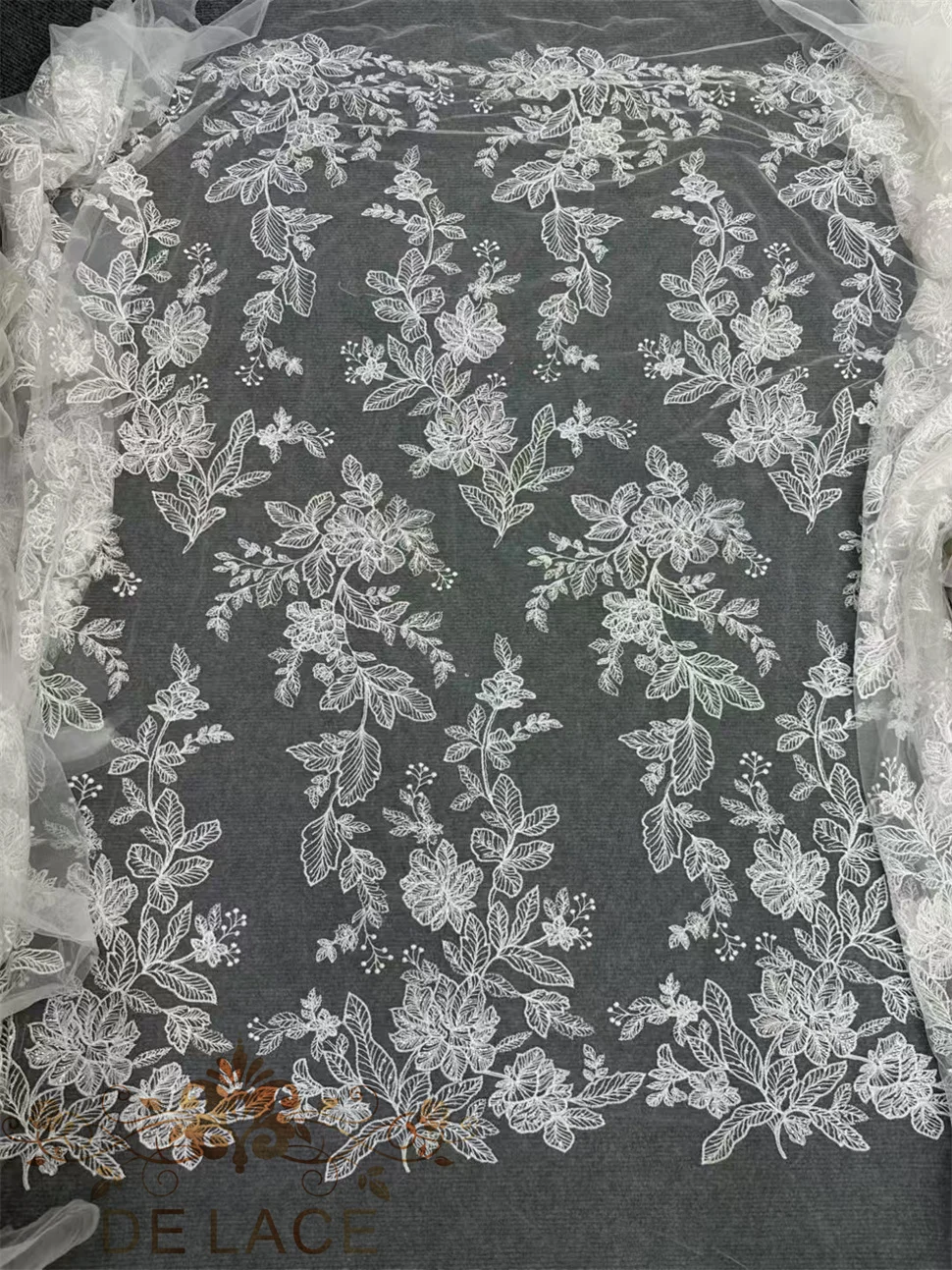 

MY Exquisite Embroidery Flower Lace Shining Sequins Fabric Simple Elegant Wedding Dress Lace Fabric