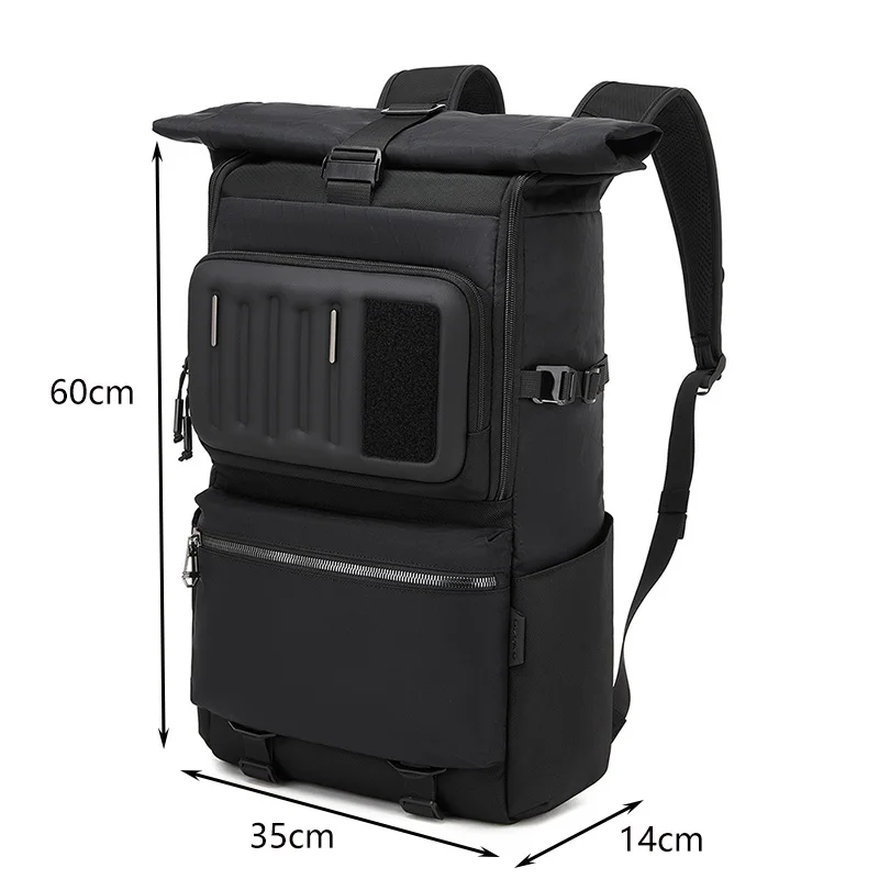 Men's new waterproof rolled top backpack fashion multi layer functional backpack large opening storage commuter travel backpack