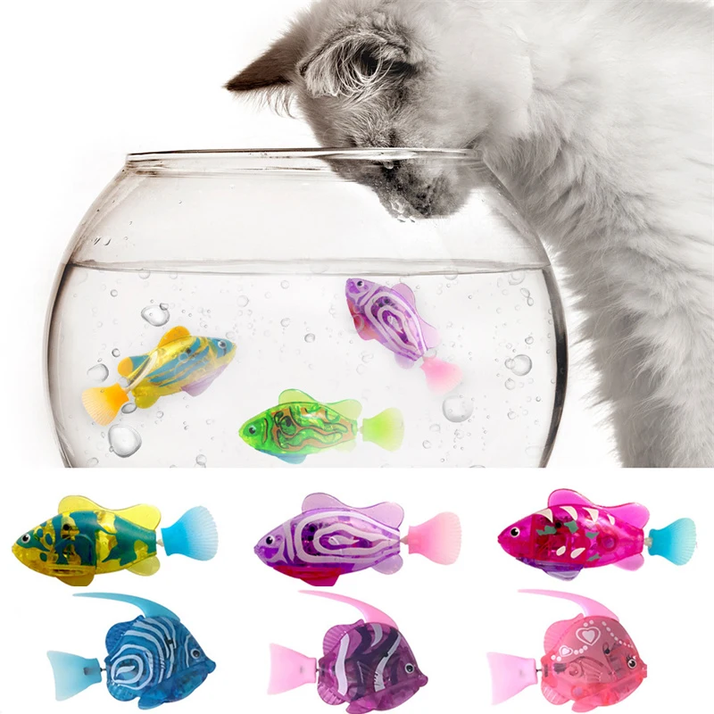 Giocattolo interattivo per gatti Robo Fish Robot elettrico per nuoto Pesce Acqua Giocattoli per gatti con luce a led per acquario Gattino Accessori per cuccioli