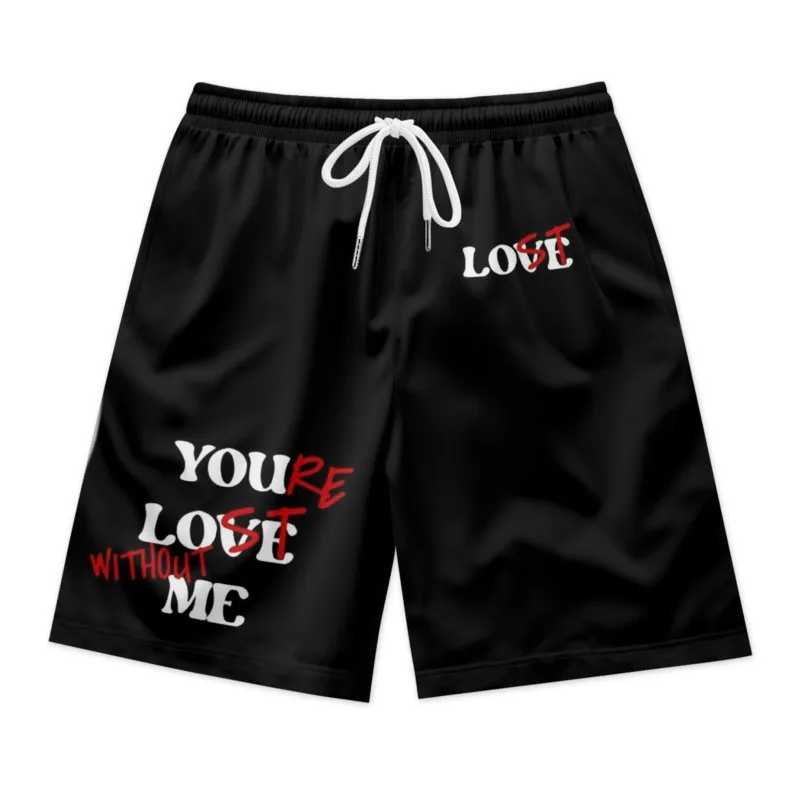 Love Letters Print Men's Drawstring Waist Polyester Beach Shorts Quick Dry Breathable Casual Sport Daily Streetwear Shorts