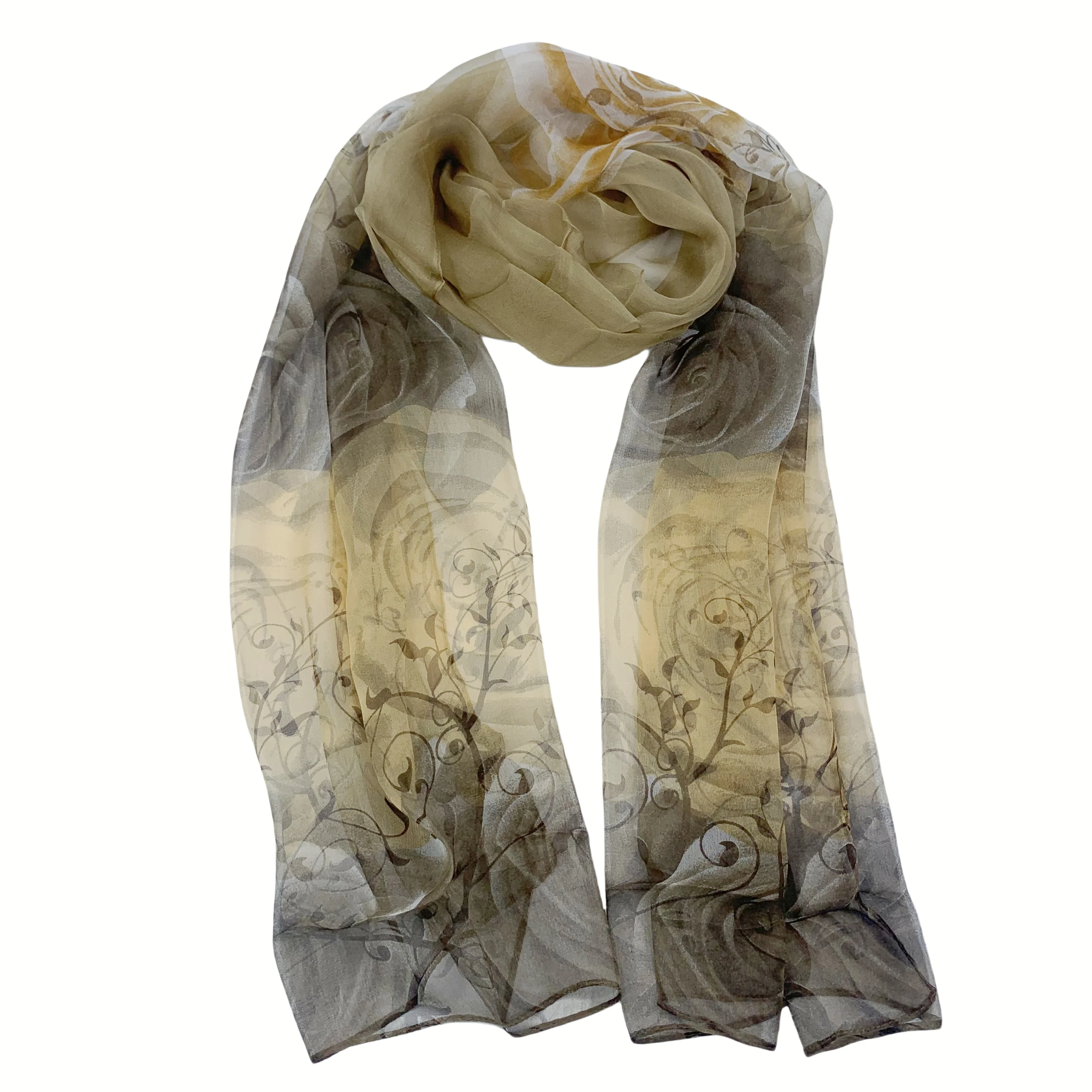 100%  pure silk scarf brand new fashion scarves 50Cm*150Cm Neckerchief purple and brown rose