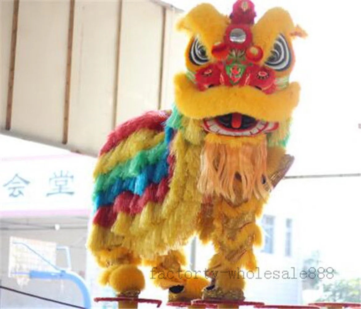 Handmade Chinese Folk Art Lion Dance Mascot Costume For Two Adults Cosplay Party Dress Clothing Advertising Carnival Christmas