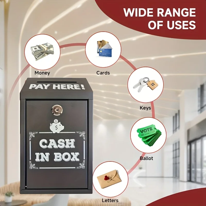 Hanging Decorative Cash Password Box Suitable for Home Outdoor Security Metal Large Capacity Safe Cash Storage Compartment