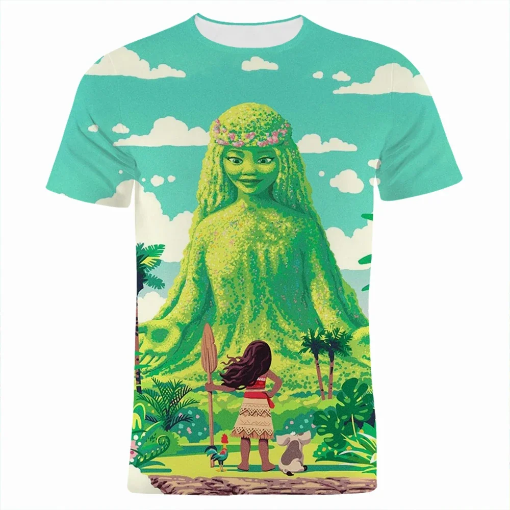 2024 Summer Movie Men\'s 3D Print T-shirts Moana Boy Girl Kids Cartoon T Shirt Short Sleeve Women Tee Tops