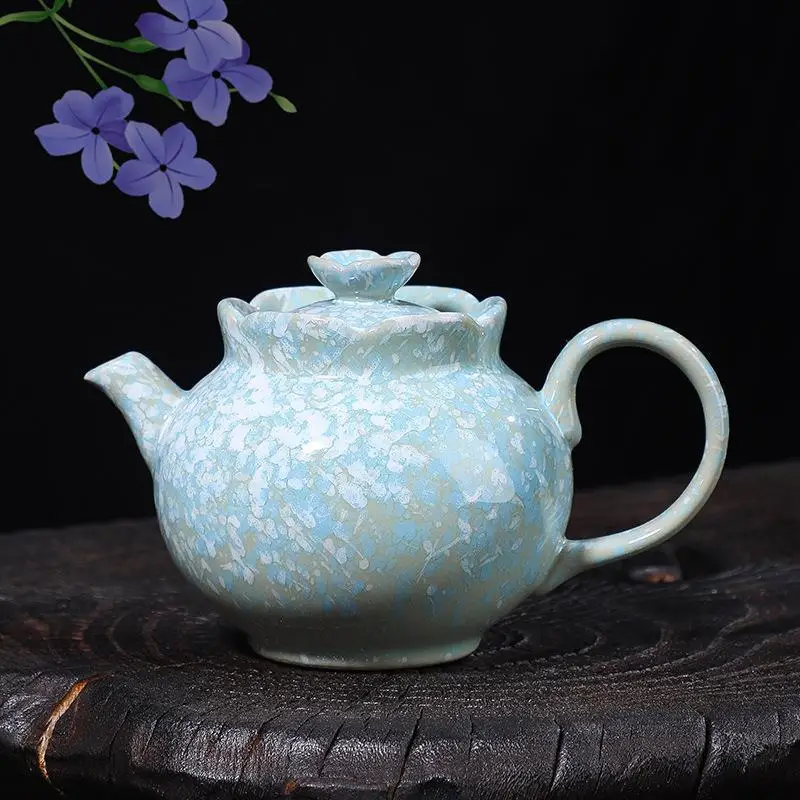 Rough Pottery Built Pot Snow Flower Tea Pot Ceramic Tea Set Vintage Tea Making Western Shi Pot Tianmu Glaze Sheet Kettle Kettle