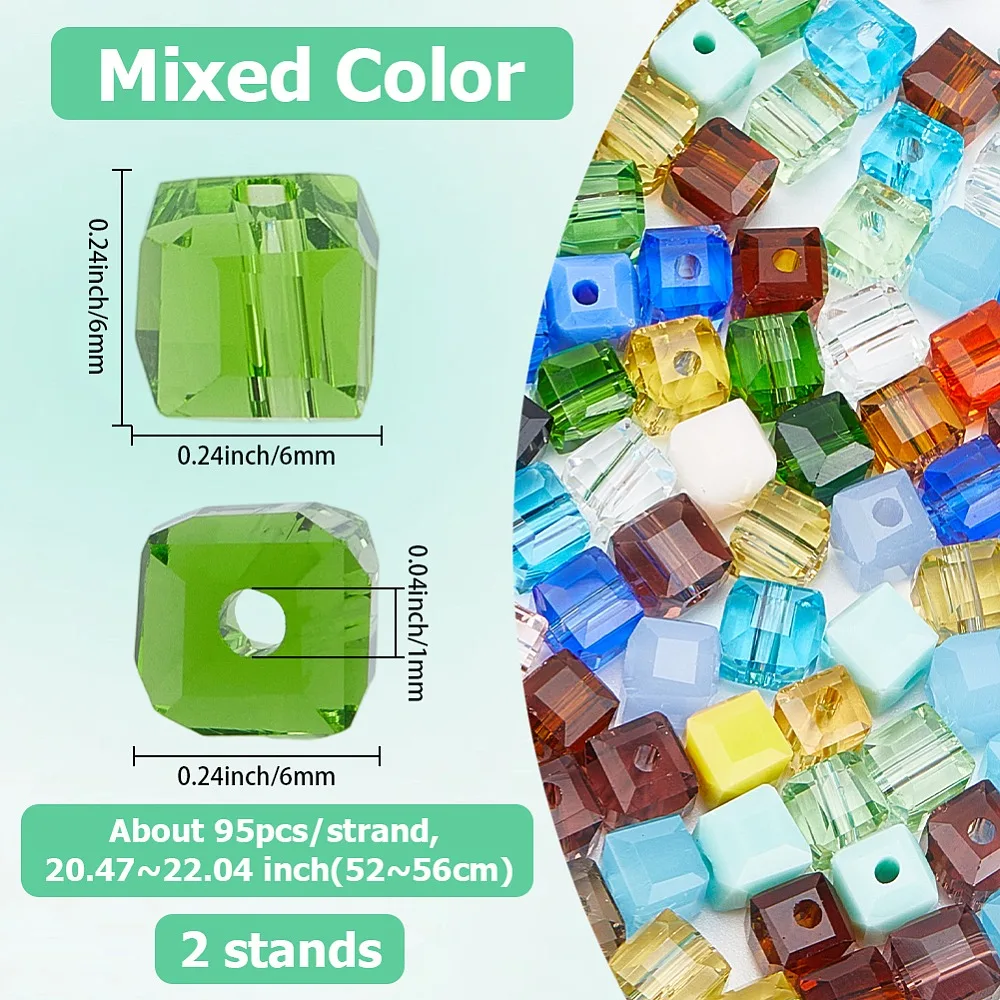 2-fios-de-contas-de-vidro-transparente-facetadas-cores-misturadas-6x6x6mm-furo-1mm-95-pecas-fio-2047~2204-polegadas-52~56cm