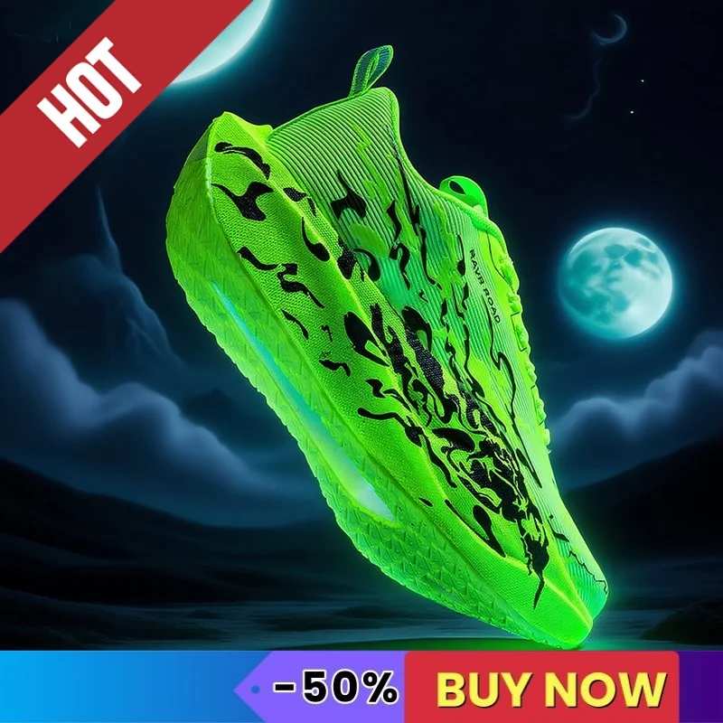 

Fluorescence Sports Running Shoes Men Marathon CarbonPlate Lightweight Breathable Comfortable Women Athletic Nonskid Sneakers