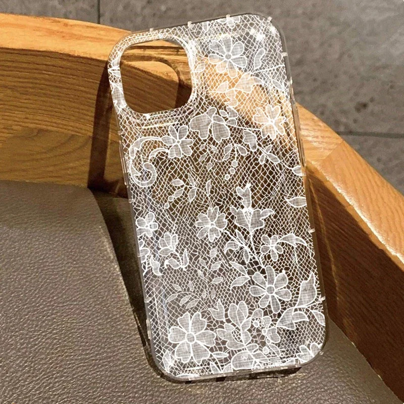 Elegant Romantic White Lace Pattern Phone Case for Samsung Galaxy A55 A35 A05S A15 A54 A34 A24 A53 A33 A23 4G 5G Back Cover