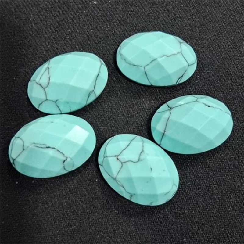 

10PCS 13x18MM Faceted Gemstone Cabochons Blue Turquoise Stone Tiger Eye Mix More Types of Beads Oval Shape Hot