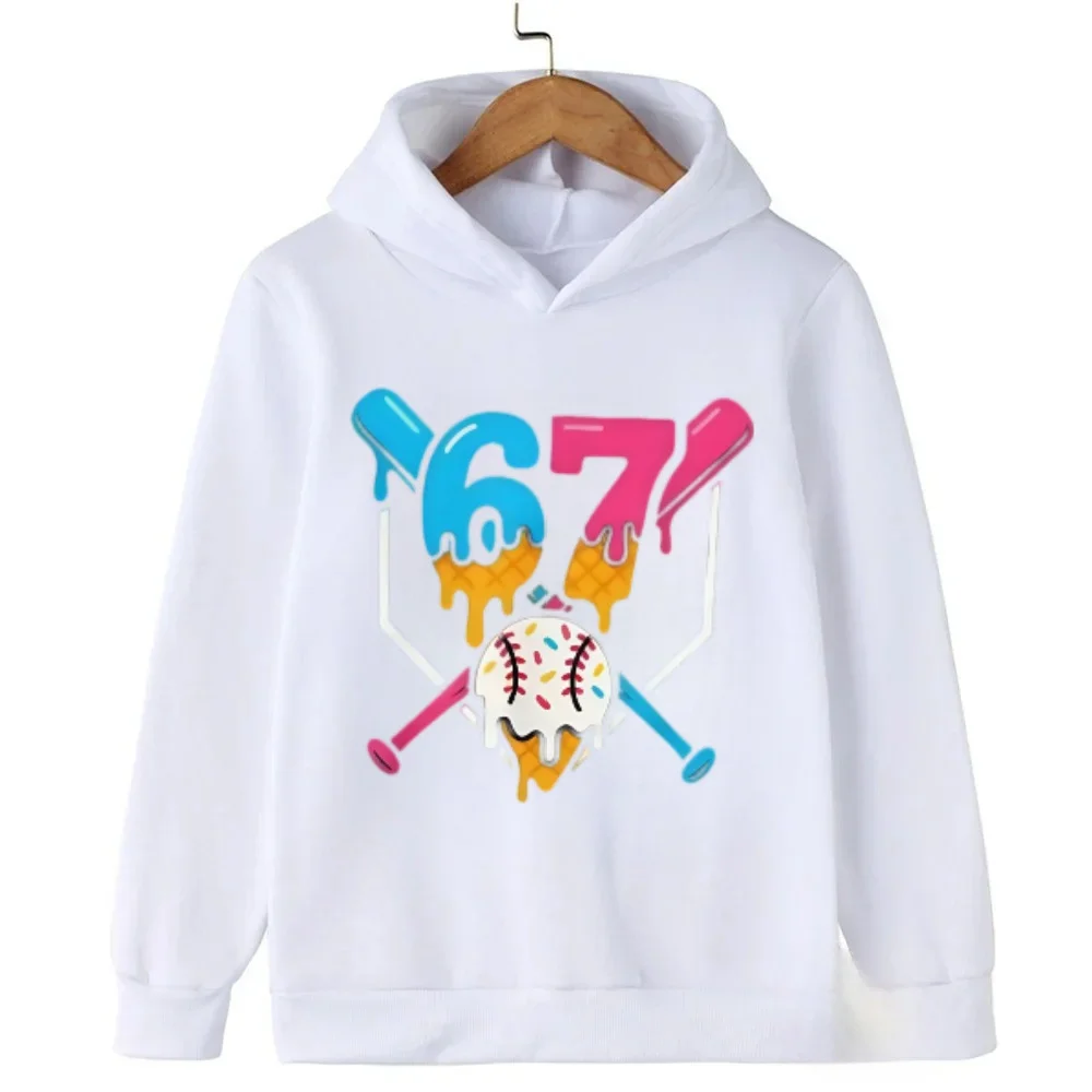 67 Grin Gang Hoodie: Kid's Cozy Star - Six's Cheerful Grin Seven's Sparkle، نسيج أزرق ناعم، كارتون رائع. مثالية لتاريخ اللعب #4