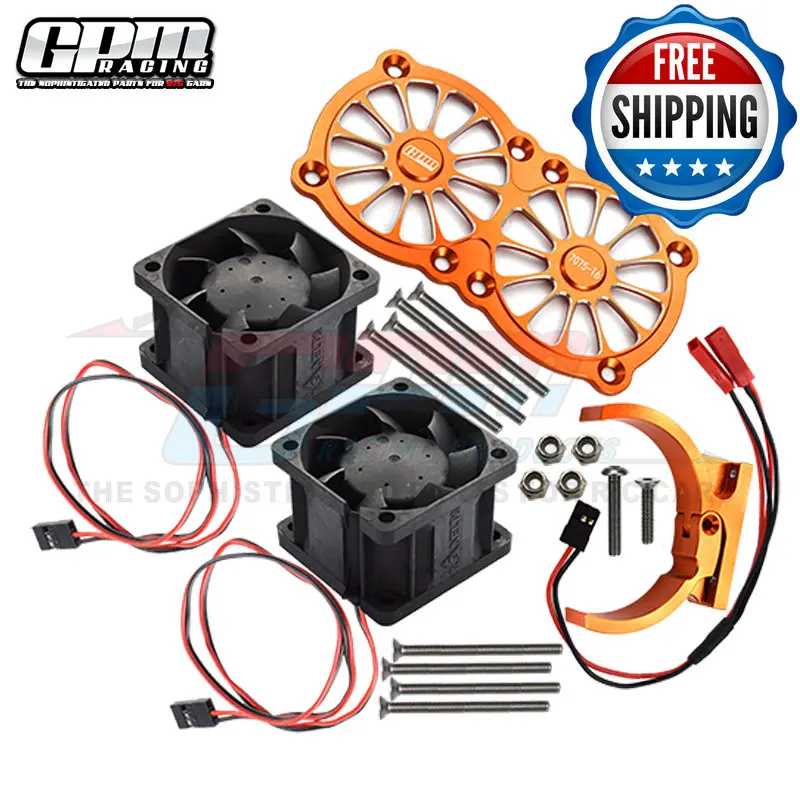 GPM سبيكة 7075-T6 المزدوج عالية السرعة مروحة التبريد + قوس ل Traxxas 1/5 Xmaxx 6S/8S كراتون منبوذ RC سيارة جزء