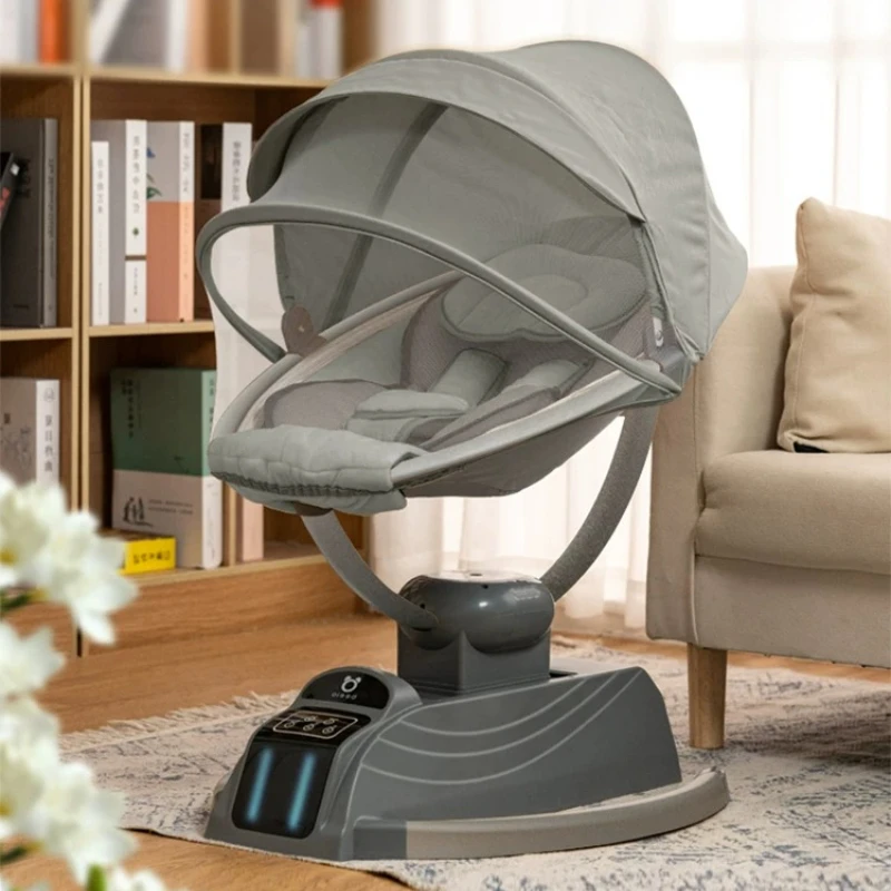 Baby Electric Rocking Chairs, Soothing Chair Can Lie Down or Sit Baby Swing Electric 180° Rotating Seat, Multi Speed Baby Rocker