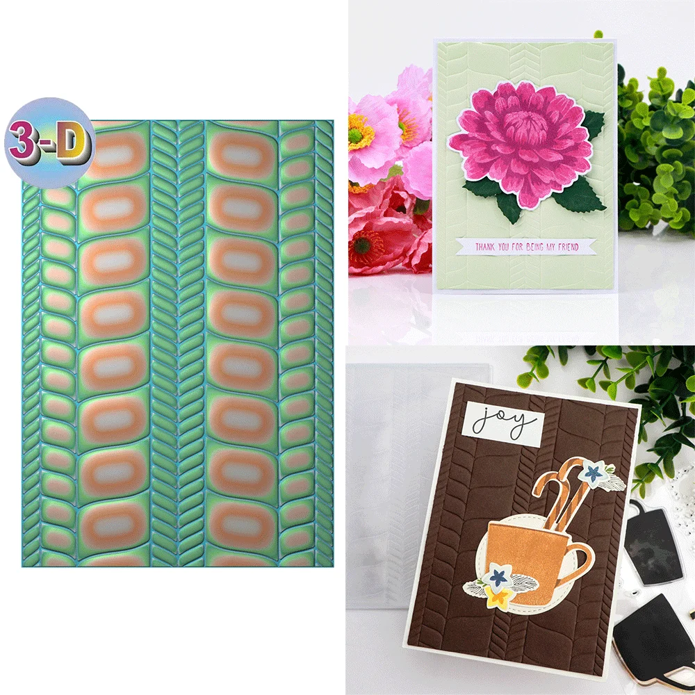 Modern Herringbone 3D Embossing Folder and Matching Dies for Adding Textured Detail To Paper Crafting Card Making Supplies