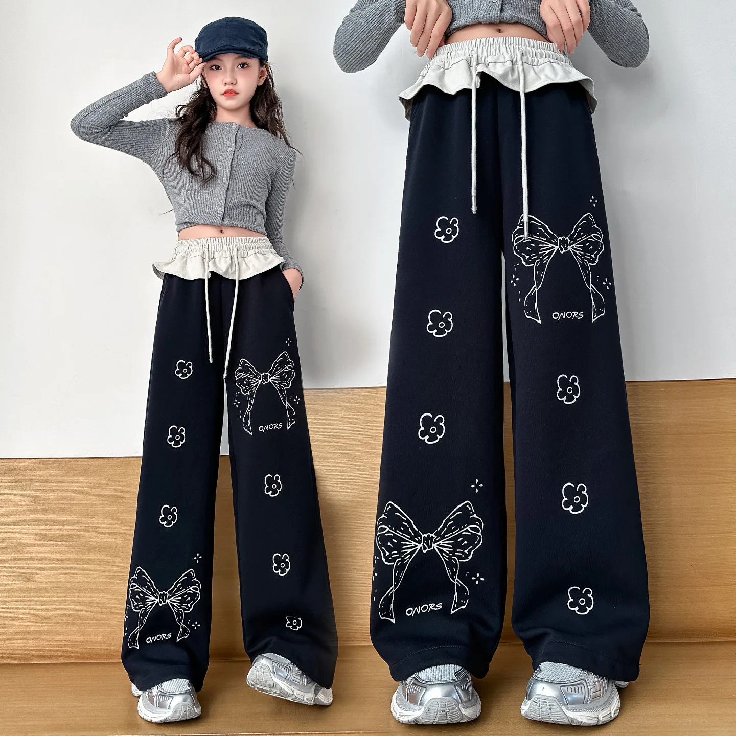 سراويل محبوكة جديدة لربيع وخريف 2025 سراويل عصرية غير رسمية ومريحة واسعة الساق #4