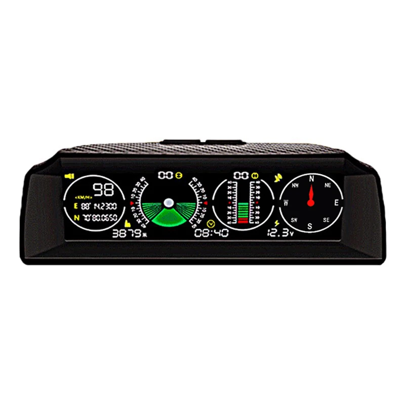 

X90 Car Digital HUD Car GPS/OBD2 Head Up Display Slope Meter Inclinometer Speedometer Pitch Tilt Angle Protractor Clock Latitude