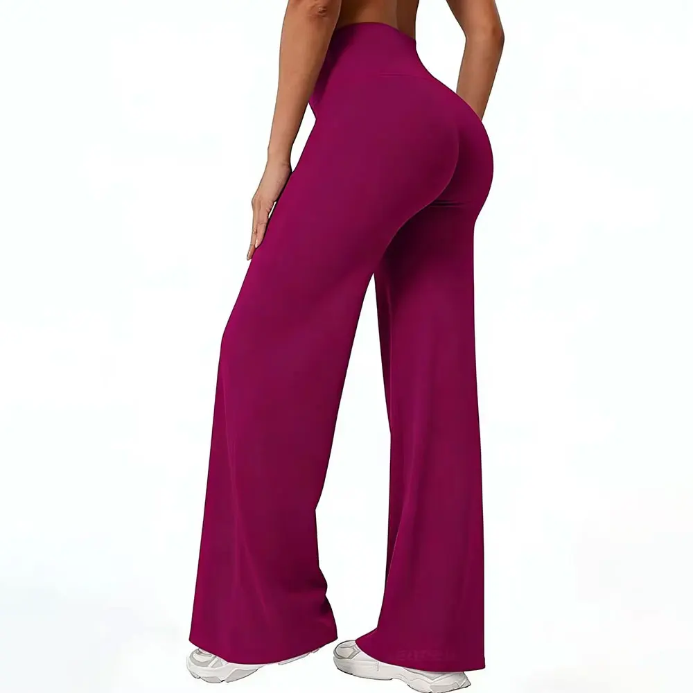Yoga-Hose mit hoher Taille und weitem Bein, rosarote Bootcut-Leggings, junger Look für Sport, Alltagskleidung, bequeme, modische Jogginghose