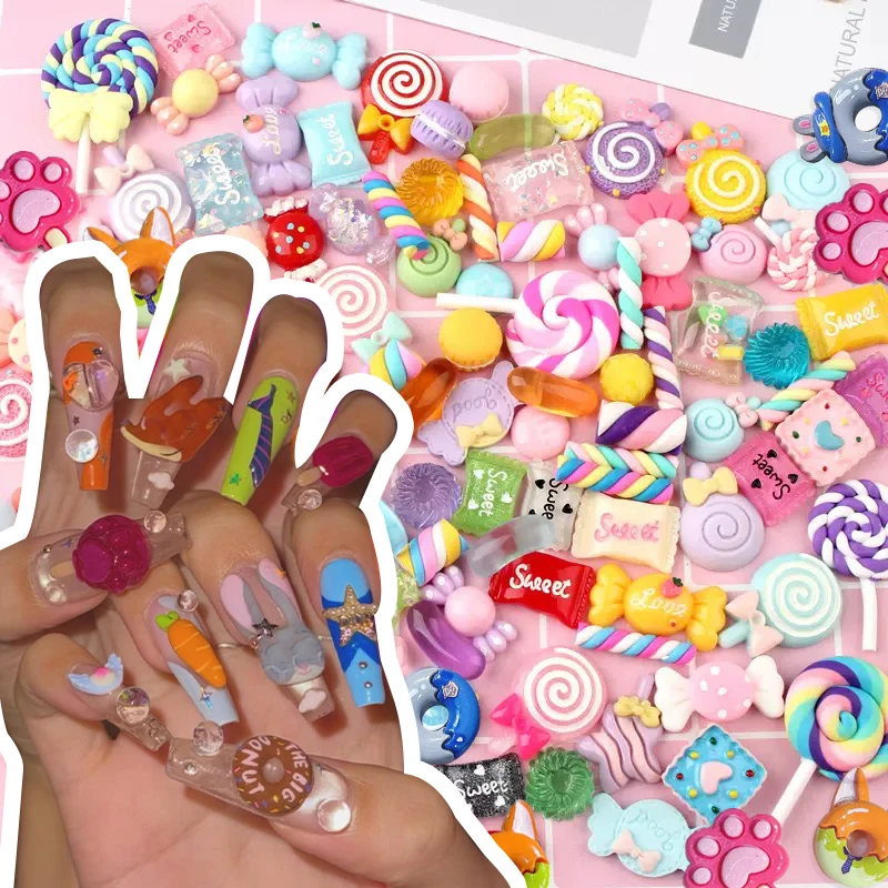 30 قطعة مضحك الكرتون الحلوى مسمار الفن سحر 3D الراتنج فلاتباك كبير حجر الراين أنيمي الشارع مسمار الديكور DIY بها بنفسك مسمار الملحقات #2