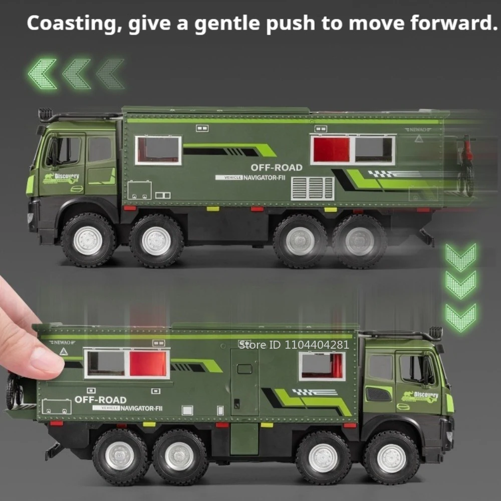 كبير 1:18 NOMADISM السفر RV دييكاست ألعاب مصنوعة من خليط معدني نموذج سيارة الأبواب فتح ضوء الصوت سيارات مصغرة الأطفال هدية الكريسماس #5