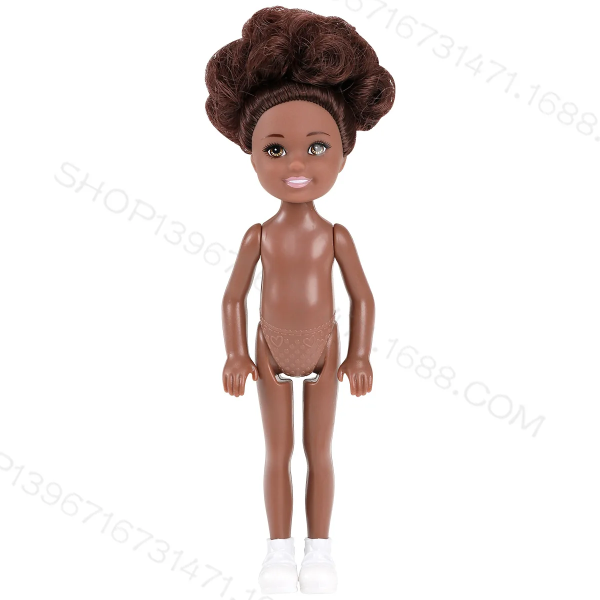 12Cm 5-Inch Kleine Jongen Donkere Gewone Huid Naakt Lichaam Mini Kelly Zwarte Mannelijke Pop Reborn Bjd 1/12 Speelgoed Voor Meisjes Blond Zwart Haar