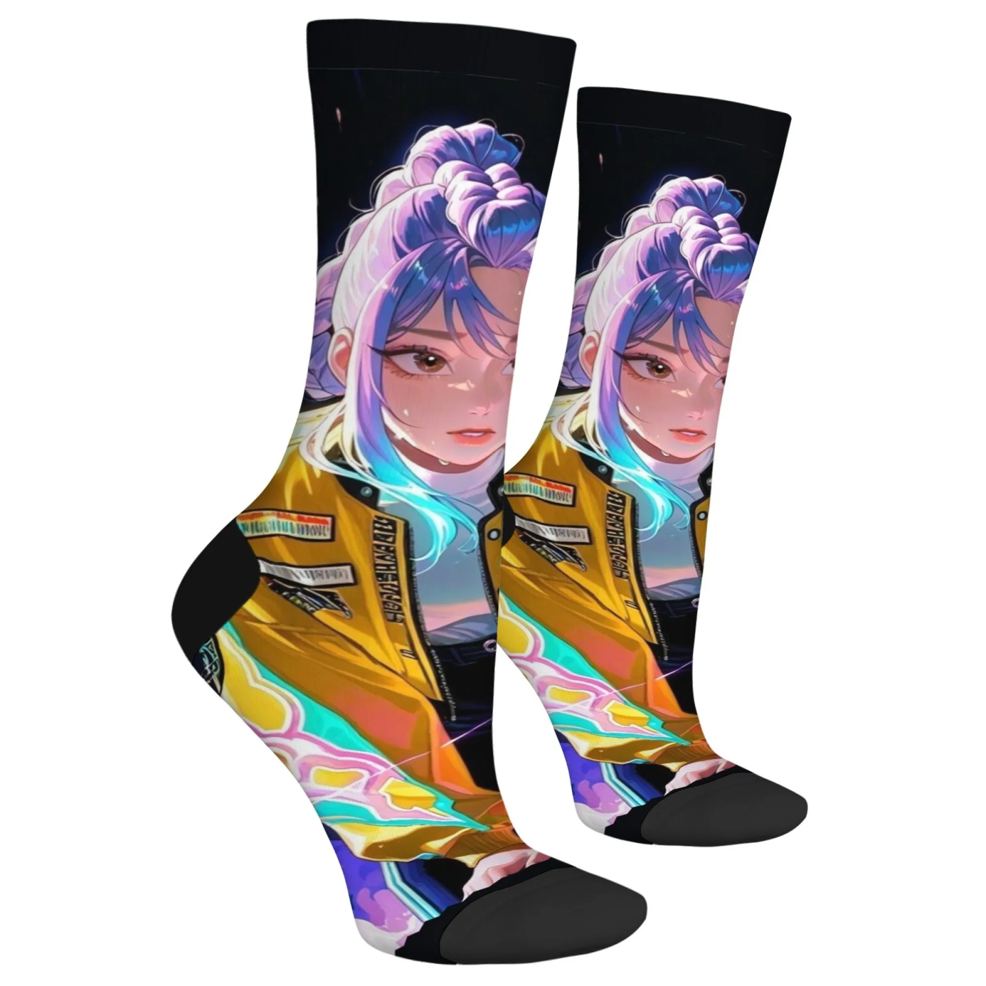 Calzini per ragazze K-POP Cyber Trend Cartoon Hunter Colorati con calzini elasticizzati unisex da strada per casual quotidiano e amante degli anime