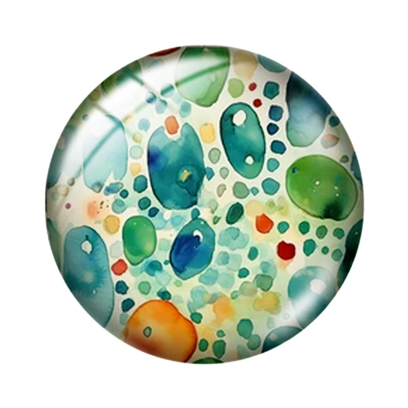Abstract Seamless Watercolor Shapes  10 Pcs 12mm/16mm/18mm/20mm/25mm/30mm Round Photo Glass Cabochon Demo Flat Back Makings