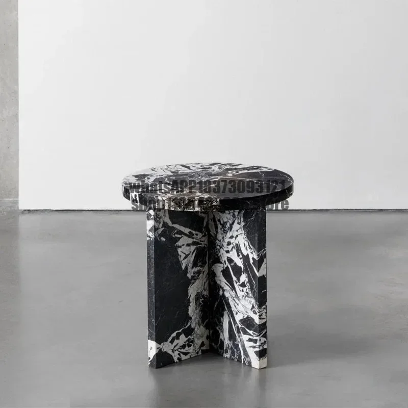 Modern simple natural Bulgari marble edge table designer bedside table
