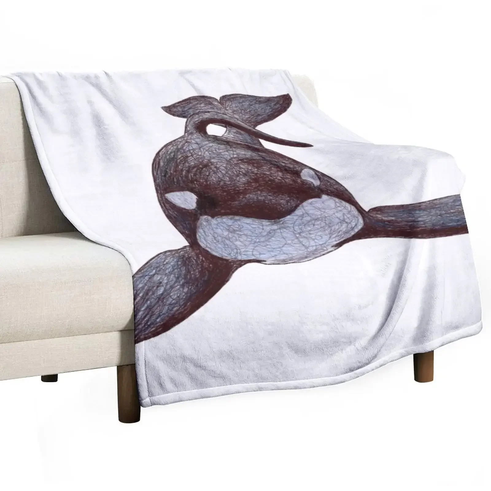 Bingo the Killer Whale Scribble Throw Blanket Polar Furry Blankets