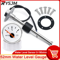 52mm Water Level Gauge with Red Backlight 0-190ohm Water Level Sensor 100mm-500mm Water Level Meter Indicator for Universal Car