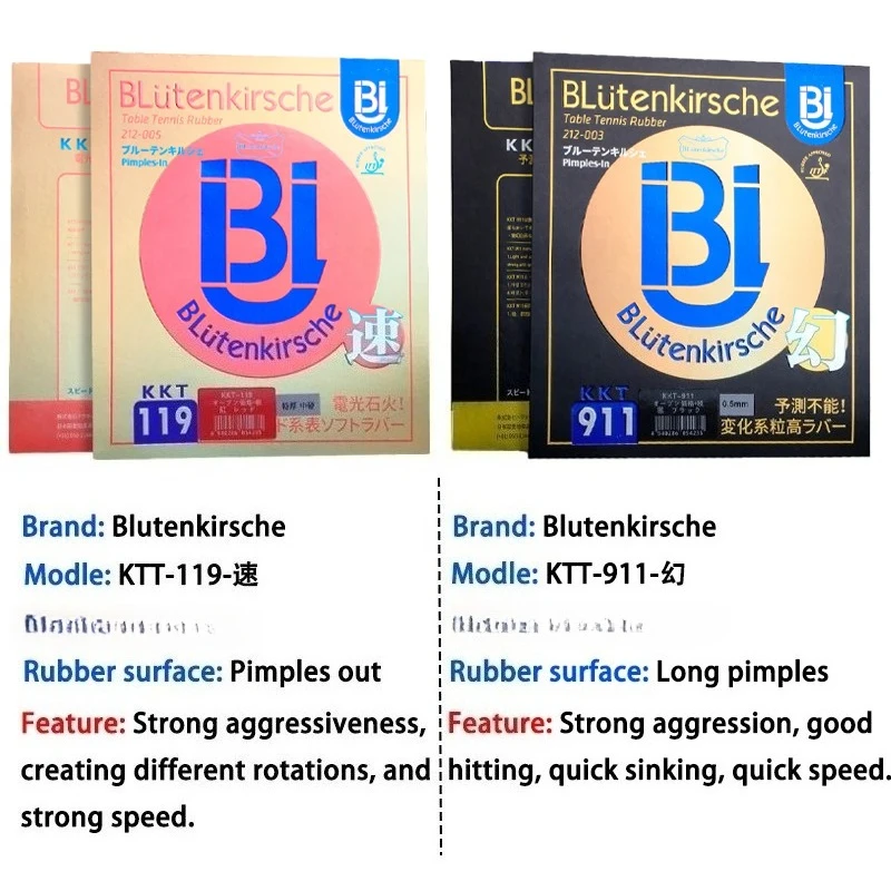 Original BLütenkirsche 119 Table Tennis Rubber Sheet Pips-out & Long Pips Ping Pong Rubber Strong Aggressiveness & Fast
