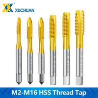 1pc HSS Titanium Coated Thread Tap Drill M2 M2.5 M3 M3.5 M4 M5 M6 M8 M10 M12 M14 M16 Metric Straight Flute Screw Tap Hand Tools