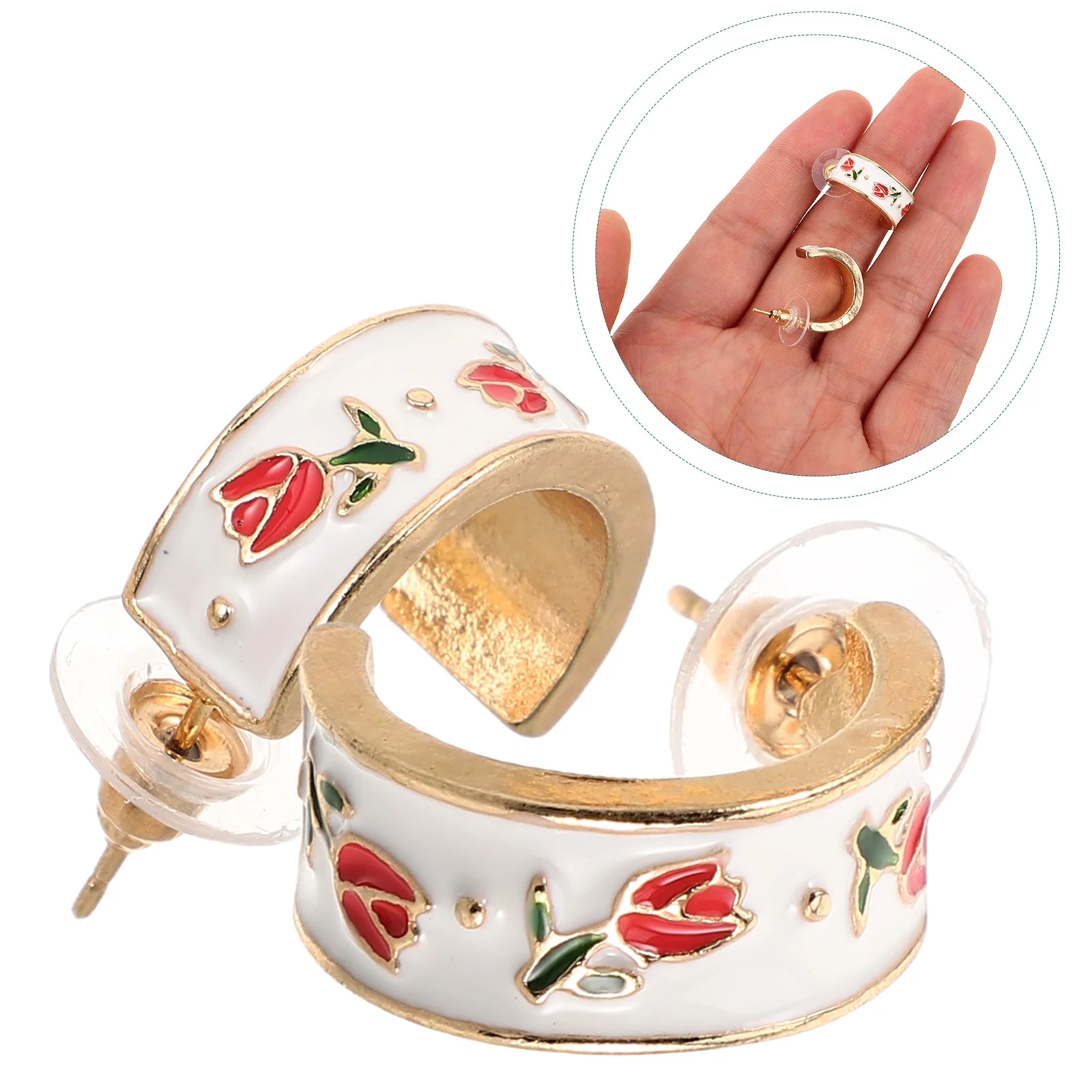 

1Pair Tulip Earrings Vintage Elegant Flower Studs Lightweight Comfortable Statement Earrings for Women Party Holiday Jewelry