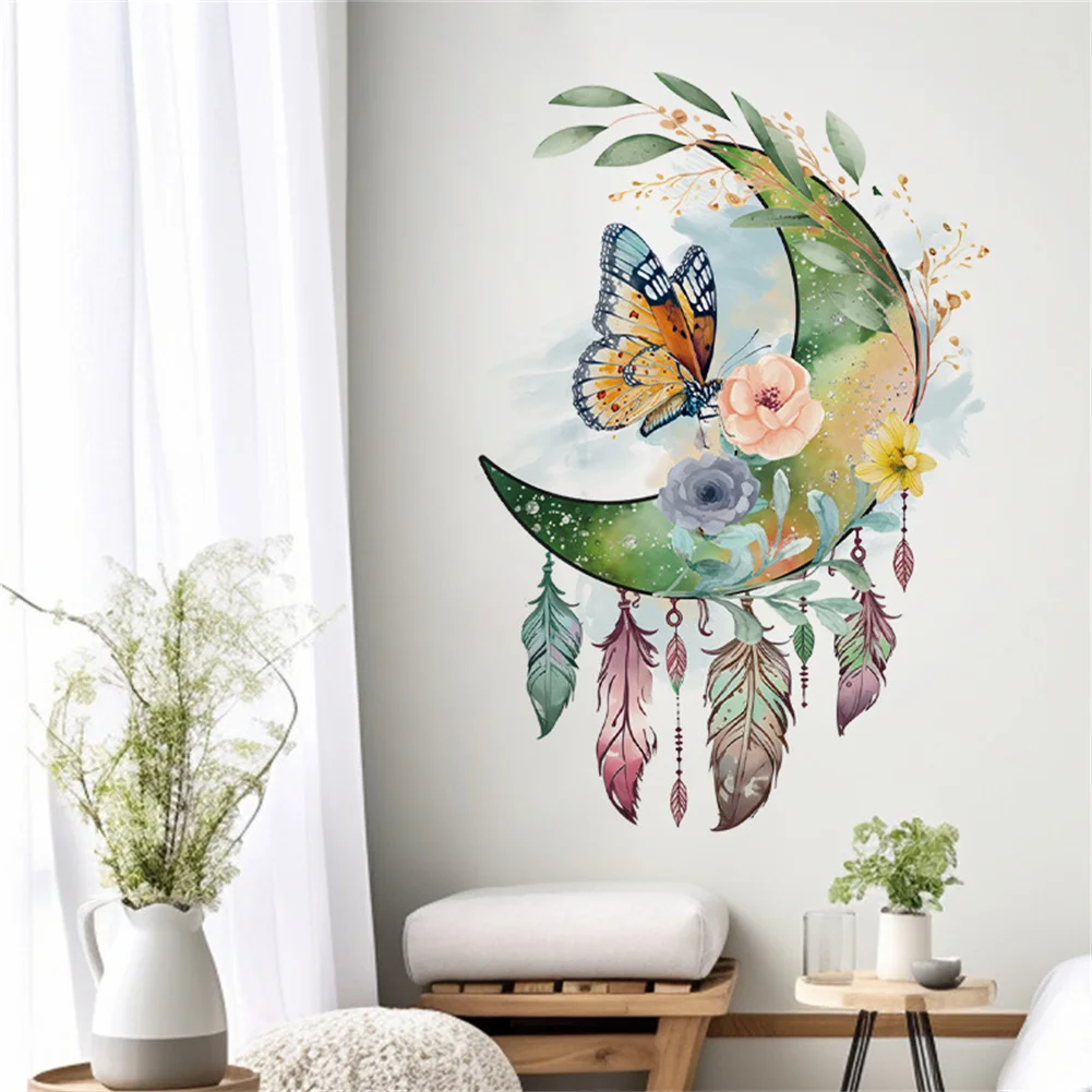 YOUZI PVC Butterfly Dream Catcher Minimalist Wall Sticker Wall Decal Wallpaper Home Decor For Bedroom Living Room (30x60cm)